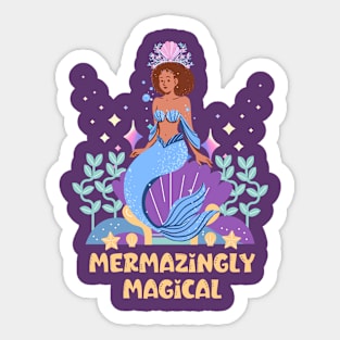 Mermazingly Magical, Black Mermaid Sticker